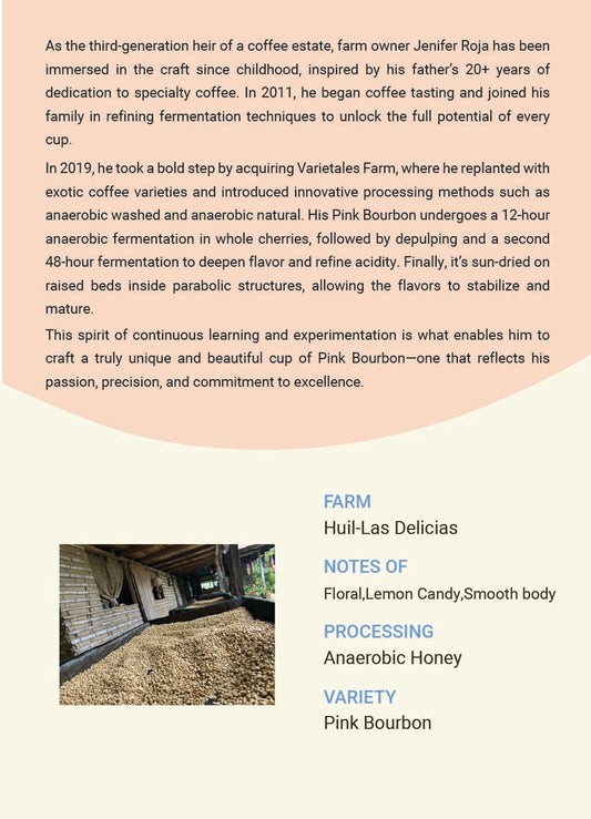 Colombia Las Delicias Pink Bourbon Anaerobic Honey