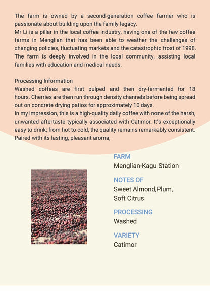 Yunnan Menglian Kagu Station Catimor Washed